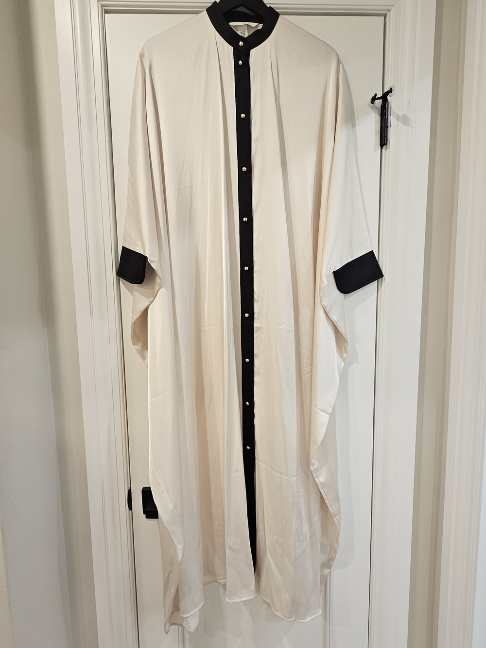 H&M Cream Dress with Black Trim and Gold Buttons